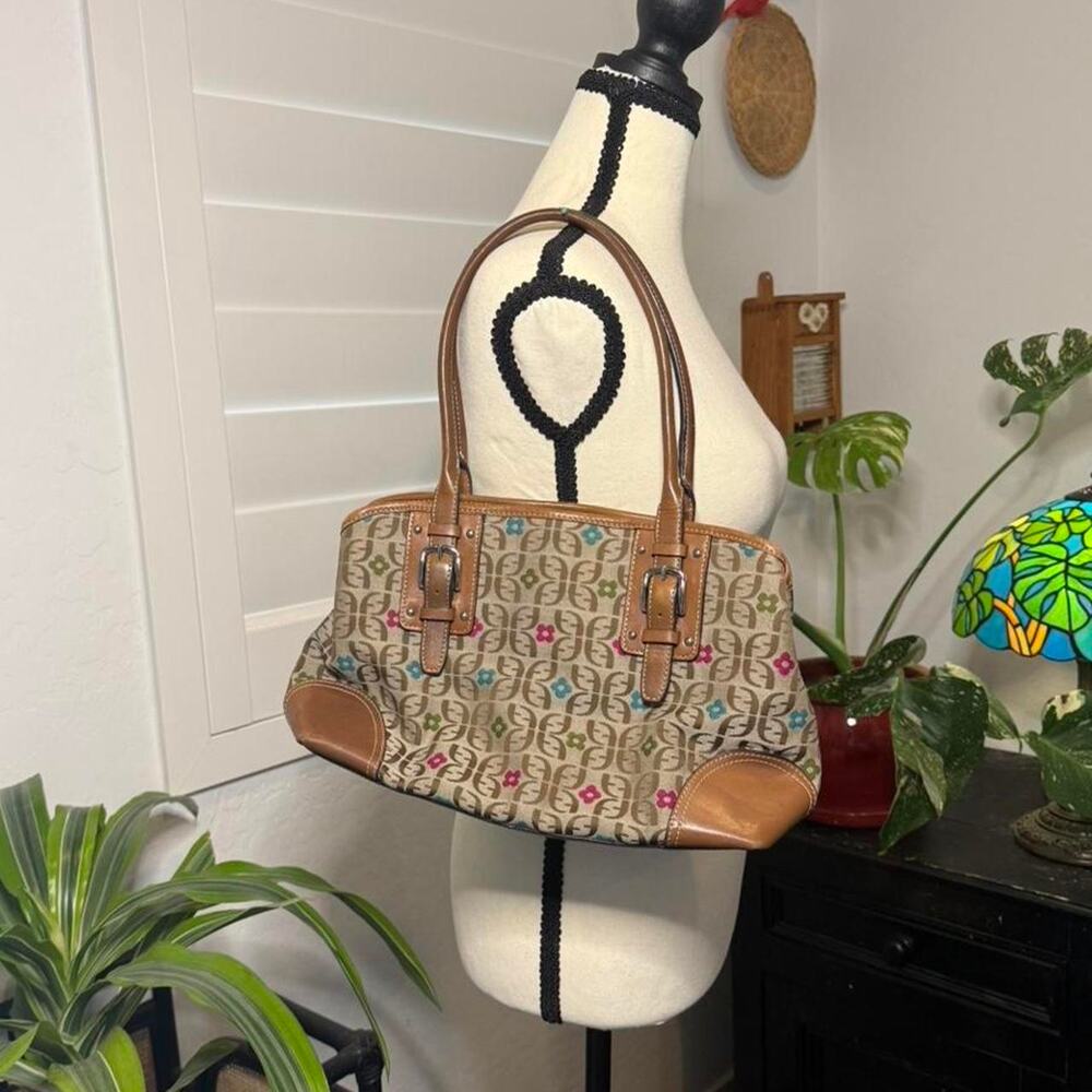 Vintage Vtg y2k fossil genuine leather purse mcbling boho coquette floral
